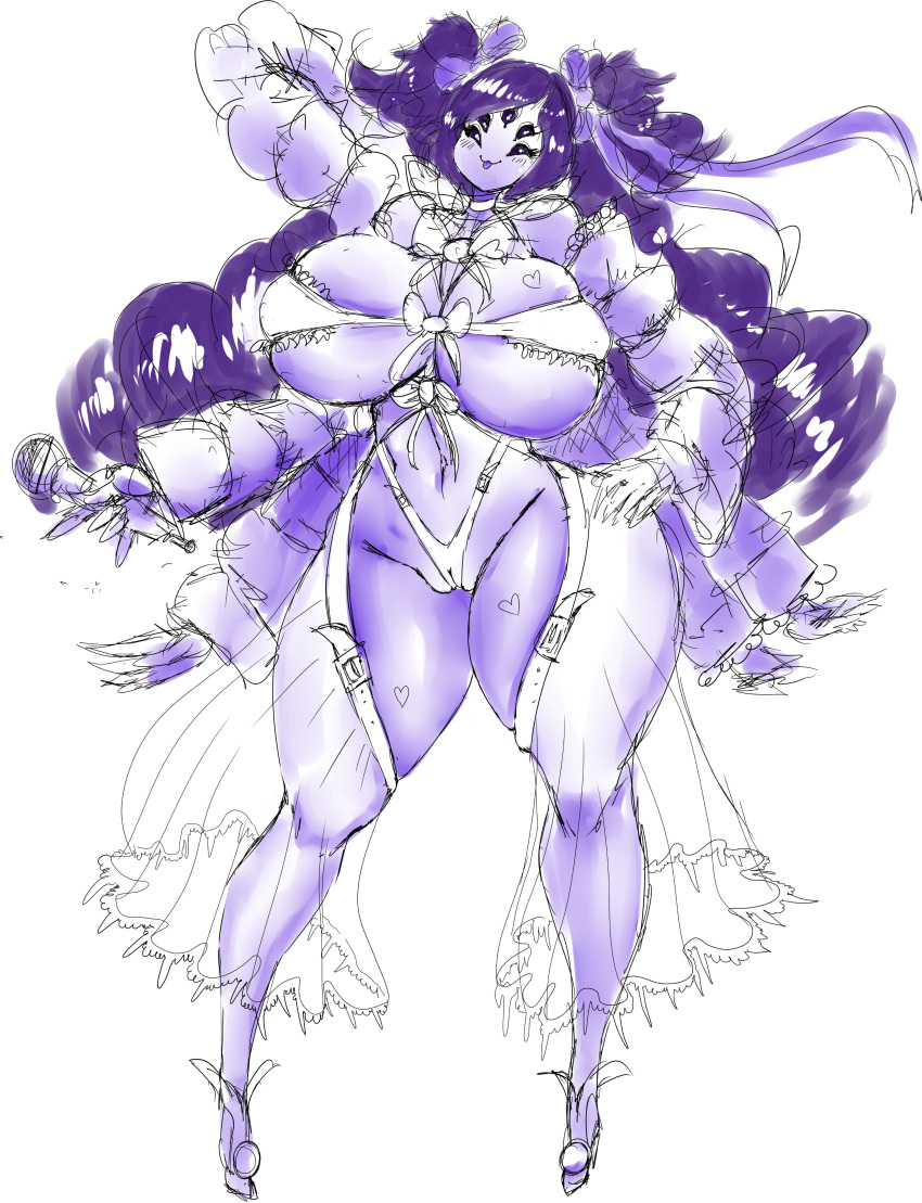 2020 absurd_res animal_humanoid anthro arachnid arachnid_humanoid arthropod arthropod_humanoid big_breasts breasts clothed clothing female full-length_portrait gausscannon hair hi_res humanoid long_hair muffet multi_arm multi_eye multi_limb non-mammal_breasts portrait purple_body purple_hair simple_background skimpy solo spider spider_humanoid undertale video_games