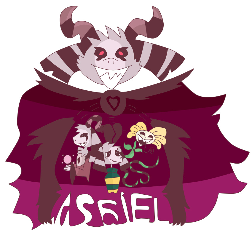 &lt;3 absurd_res anthro asriel_dreemurr boss_monster bovid caprine elemental_creature energy_ball flora_fauna flower flowey_the_flower fur goat group hi_res horn insane laugh magic magic_user male malicious mammal monster plant renekko smile stripes tentacles undertale video_games wings