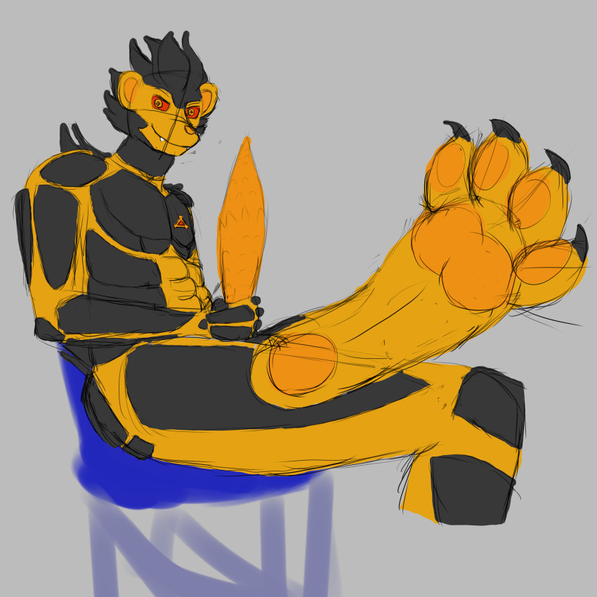 1:1 absurd_res anthro big_feet big_penis clockwork51 clockwork_(clockwork51) erection feet foot_focus genitals hi_res huge_penis hyper hyper_genitalia hyper_penis large_paws luxray male muscular muscular_anthro muscular_male nintendo pawpads penis pok&eacute;mon pok&eacute;mon_(species) sketch solo video_games