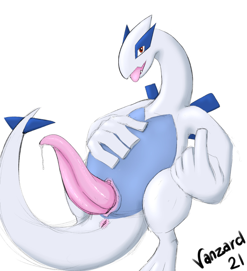 anus big_penis bodily_fluids erection genital_fluids genitals hi_res legendary_pok&eacute;mon lugia male nintendo penis pink_penis pok&eacute;mon pok&eacute;mon_(species) precum prehensile_penis slit solo vanzard video_games white_body