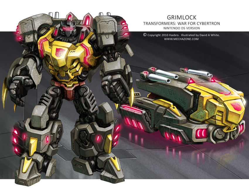 artist_name autobot character_name clenched_hand concept_art english_commentary glowing grimlock ground_vehicle mecha mecha-zone motor_vehicle no_humans official_art open_hand science_fiction solo_focus standing transformers transformers:_war_for_cybertron truck visor