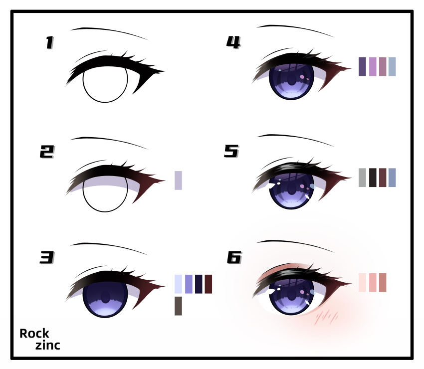 absurdres artist_name azur_lane black_border border color_guide commentary_request eye_focus highres how_to looking_at_viewer purple_eyes rock_zinc simple_background white_background z23_(azur_lane)