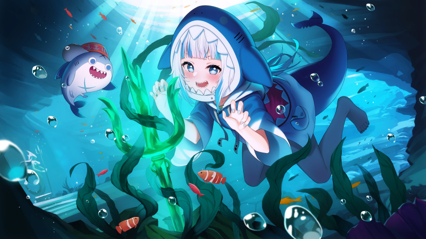 animal bubbles fish fukuro_ko_(greentea) gawr_gura hololive tail underwater water