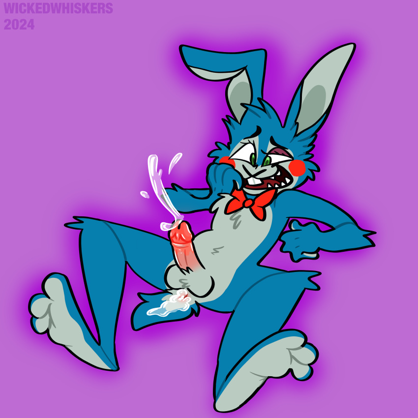absurd_res anthro bodily_fluids cum cum_in_ass cum_inside cumshot ejaculation five_nights_at_freddy's five_nights_at_freddy's_2 genital_fluids hands-free hi_res lagomorph leporid male male/male mammal rabbit scottgames solo solo_focus toy_bonnie_(fnaf) wet wickedwhiskerz