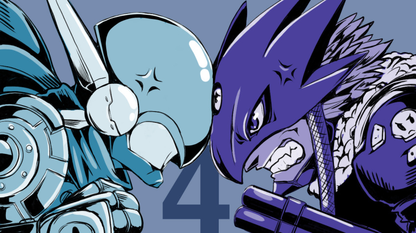 2boys anger_vein beelzebumon blue_theme clenched_hand clenched_teeth covering_face digimon digimon_(creature) digimon_tamers english_commentary eye_mask from_side fur_trim gun jacket justimon limited_palette mechanical_arms multiple_boys profile scarf short_hair single_mechanical_arm spiked_hair taqrider teeth upper_body weapon