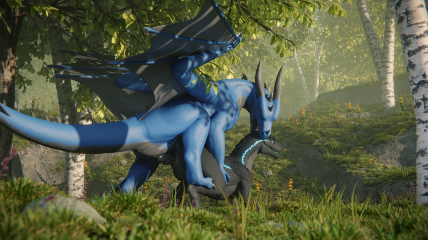 16:9 3d_(artwork) accers all_fours allosaurid allosaurus animal_genitalia animal_penis bite black_penis blender_(software) blue_body blue_scales claws digital_media_(artwork) dinosaur doggystyle dragon duo erection female female_penetrated feral feral_on_feral forest forest_background from_behind_position genitals hi_res horn male male/female male_penetrating male_penetrating_female nature nature_background neck_bite nude open_mouth paws penetration penile penile_penetration penis penis_in_pussy plant pussy reptile scales scalie sex syrazor teeth theropod tongue tree vaginal vaginal_penetration western_dragon whiteperson widescreen wings ziina