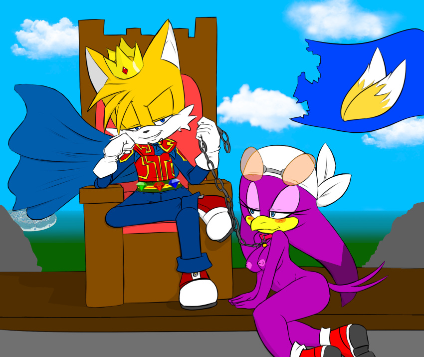 anthro avian bird chair cloud collar crown domination duo emperor female flag furniture hi_res hirundinid male male/female male_domination map master/pet miles_prower oscine passerine predator/prey royalty slave sonic_riders sonic_the_hedgehog_(series) swallow_(bird) tenshigarden throne wave_the_swallow