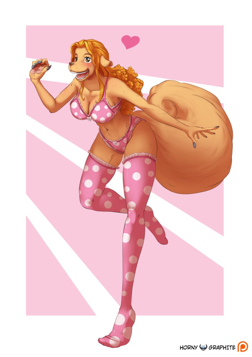 &lt;3 5_fingers anthro bottomwear bow_bra bow_panties bra breasts brown_eyes canid canine canis clothing domestic_dog female fingers frilly_bra frilly_panties frilly_stockings hi_res hornygraphite legwear light_brown_fur light_brown_hair mammal minkmen_(one_piece) navel one_piece open_mouth open_smile panties pattern_bottomwear pattern_bra pattern_clothing pattern_legwear pattern_panties pattern_stockings pattern_topwear pattern_underwear pink_bra pink_clothing pink_panties pink_stockings pink_underwear smile solo spots spotted_bottomwear spotted_bra spotted_clothing spotted_legwear spotted_panties spotted_stockings spotted_topwear spotted_underwear stockings thigh_highs topwear underwear wanda_(one_piece)