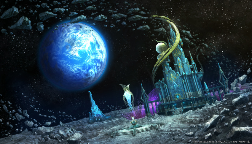 building final_fantasy final_fantasy_xiv moon planet scenic space square_enix