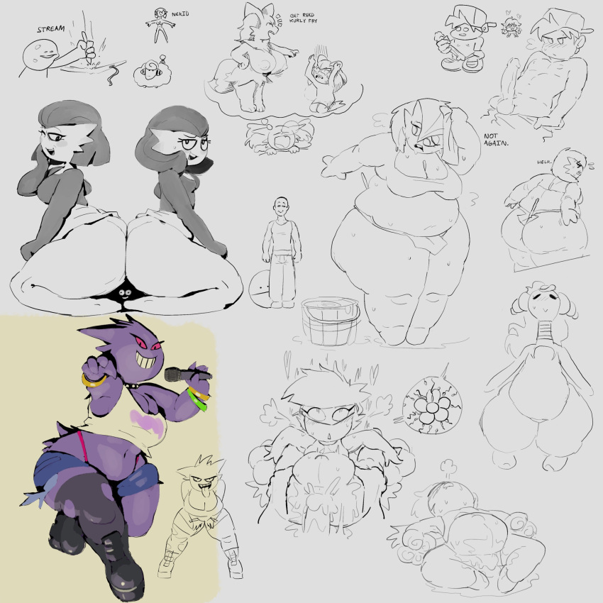 anthro big_breasts big_butt bodily_fluids boyfriend_(fnf) braixen breasts butt clothing cum cum_inflation dream electrode_(pok&eacute;mon) elemental_creature elemental_humanoid female feral flora_fauna gardevoir gengar genital_fluids genitals hi_res huge_breasts human humanoid impregnation inflation kirlia mammal mareep mega_ampharos mega_evolution nintendo oofrowdy overweight overweight_female ovum penis plant plant_humanoid pok&eacute;mon pok&eacute;mon_(species) roserade short_stack sketch sperm_cell thick_thighs video_games