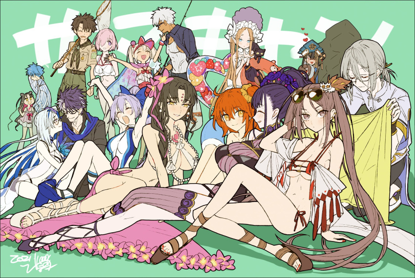 5boys 6+girls abigail_williams_(fate) abigail_williams_(swimsuit_foreigner)_(fate) ahoge archer_(fate) armpits arms_up bangs bare_shoulders bikini black_cat black_hair black_shirt black_shorts black_swimsuit blonde_hair blue_bow blue_eyes blue_hair blue_headwear blue_scarf blue_shirt blue_swimsuit blush bonnet bow bracelet braid breasts brown_eyes brown_hair brynhildr_(fate) brynhildr_(swimsuit_berserker)_(fate) butterfly_net cape cat chaldea_pathfinder chest_tattoo chinese_clothes cleavage closed_eyes collarbone covered_navel dark-skinned_male dark_skin dress_swimsuit earrings eastern_socialite_attire eyewear_on_head facial_mark fate/grand_order fate_(series) fishing_rod flower forehead forehead_mark fujimaru_ritsuka_(female) fujimaru_ritsuka_(male) gao_changgong_(fate) glasses gold_trim green_background green_shorts grey_hair hair_between_eyes hair_bow hair_flower hair_ornament hair_over_one_eye hair_scrunchie hair_up hairpin hand_net hans_christian_andersen_(adult)_(fate) hans_christian_andersen_(fate) hat highleg highleg_swimsuit highres illyasviel_von_einzbern illyasviel_von_einzbern_(swimsuit_archer)_(fate) inflatable_armbands innertube jewelry large_breasts legs light_purple_hair long_hair looking_at_viewer mash_kyrielight medium_breasts memories_with_my_lover miniskirt mole mole_under_eye multicolored_hair multiple_boys multiple_earrings multiple_girls murasaki_shikibu_(fate) murasaki_shikibu_(swimsuit_rider)_(fate) navel necklace one-piece_swimsuit one_side_up open_clothes open_shirt orange_eyes orange_hair parted_bangs pearl_bracelet pearl_necklace pink_hair ponytail purple_eyes purple_hair red_bow red_swimsuit robe sandals sarong scarf scout_uniform scrunchie sesshouin_kiara sesshouin_kiara_(lily) sesshouin_kiara_(swimsuit_mooncancer)_(fate) sheer_clothes shell_necklace shirt short_hair short_ponytail short_sleeves shorts sidelocks sigurd_(fate) silver_hair sitting skirt small_breasts smile star_(symbol) star_print streaked_hair summer_casual_(fate) sunglasses swimsuit swimsuit_of_perpetual_summer_ver.02 tattoo thigh_strap thighs tied_hair tomoe_gozen_(fate) tomoe_gozen_(swimsuit_saber)_(fate) translation_request twin_braids twintails two-tone_swimsuit very_long_hair visor_cap wada_arco white_bikini white_bow white_hair white_headwear white_shirt white_swimsuit xu_fu_(fate) yellow_eyes yu_mei-ren_(fate) yu_mei-ren_(swimsuit_lancer)_(fate)