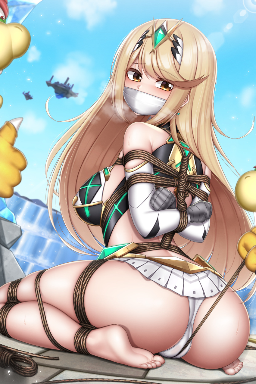 ass bondage cameltoe feet hikari_(xenoblade_2) pantsu plusout skirt_lift xenoblade xenoblade_chronicles_2