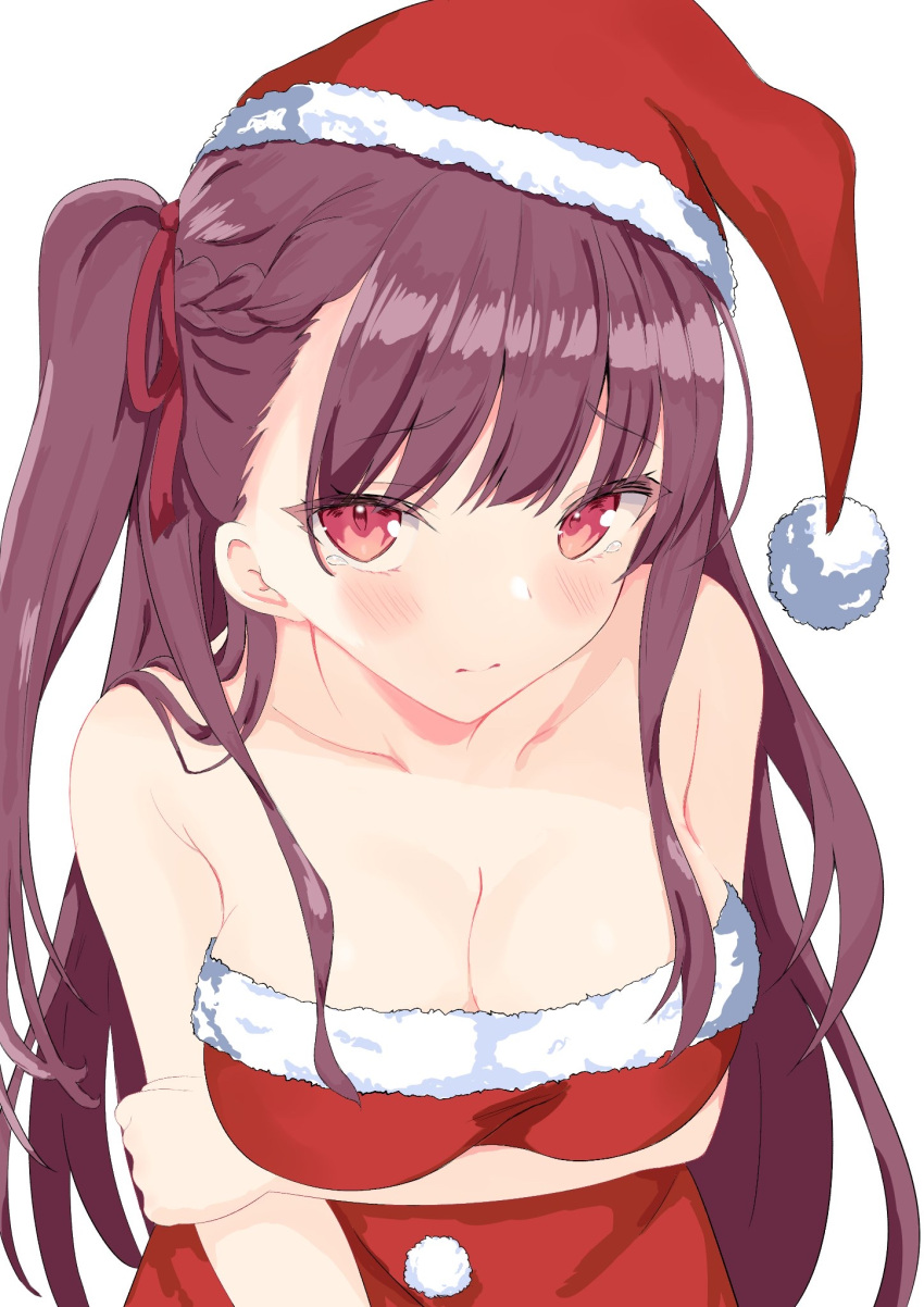 breast_hold christmas girls_frontline no_bra sakura_lily_(shiro) wa2000_(girls_frontline)