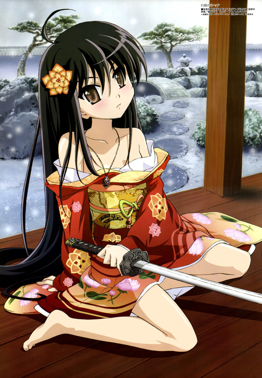 fixed kimono no_bra open_shirt shakugan_no_shana shana sword ueda_kazuyuki