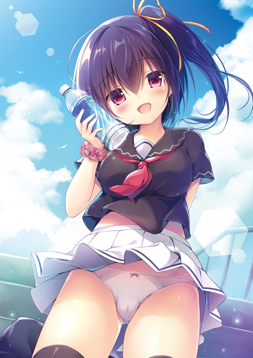 black_lemon-chan canvas+garden melonbooks miyasaka_nako pantsu seifuku skirt_lift thighhighs wet