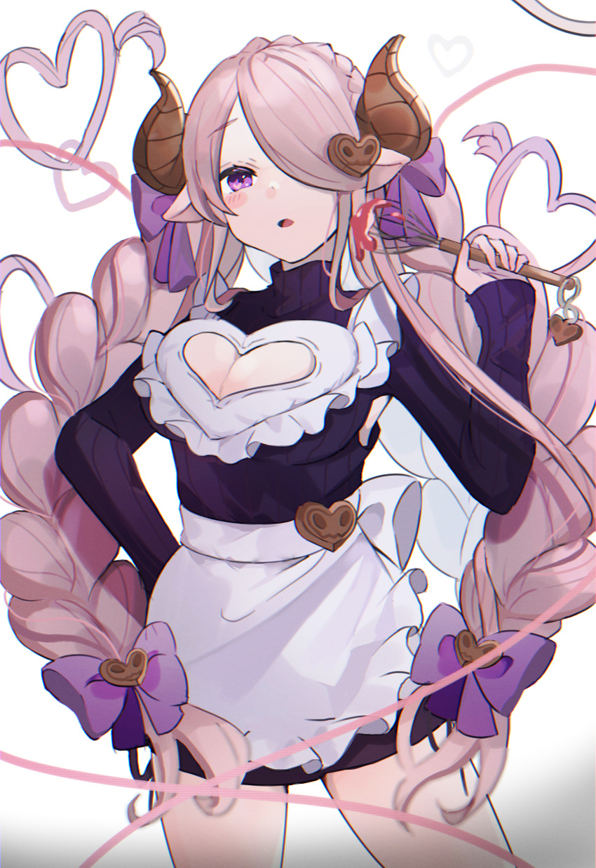 cleavage granblue_fantasy horns koto_ruri maid narumeia_(granblue_fantasy) no_bra pointy_ears