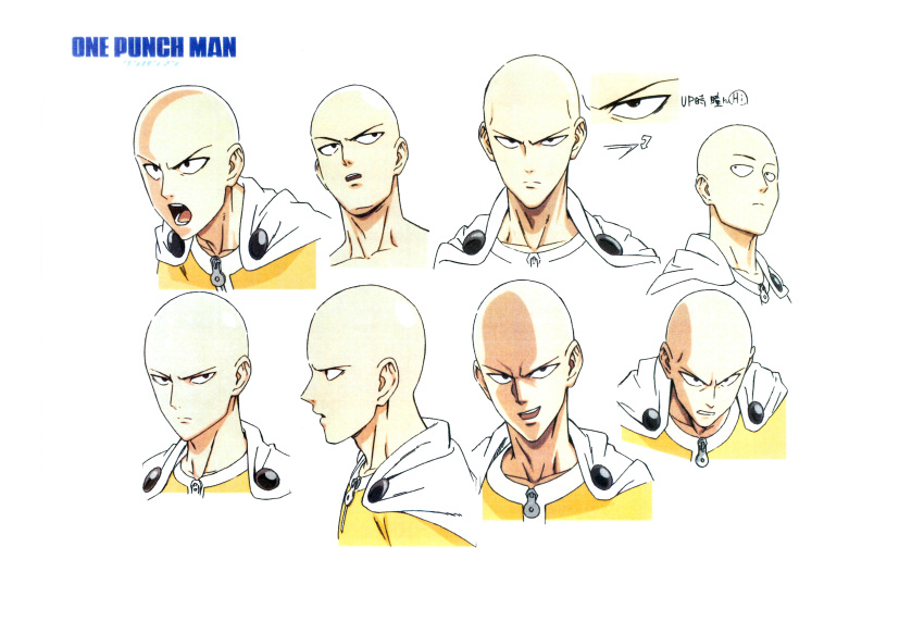 character_sheet expressions highres official_art one-punch_man production_art saitama scan scan_artifacts tagme zip_available