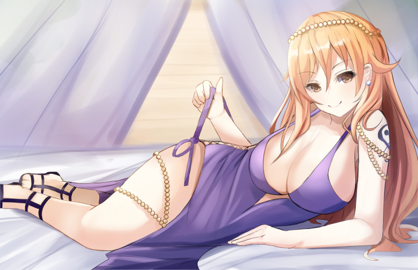 bimmy dress garter nami no_bra one_piece tattoo