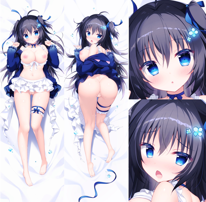 ass breasts cleavage dakimakura feet garter nipples no_bra nopan open_shirt pussy shiromochi_sakura skirt_lift uncensored wardrobe_malfunction