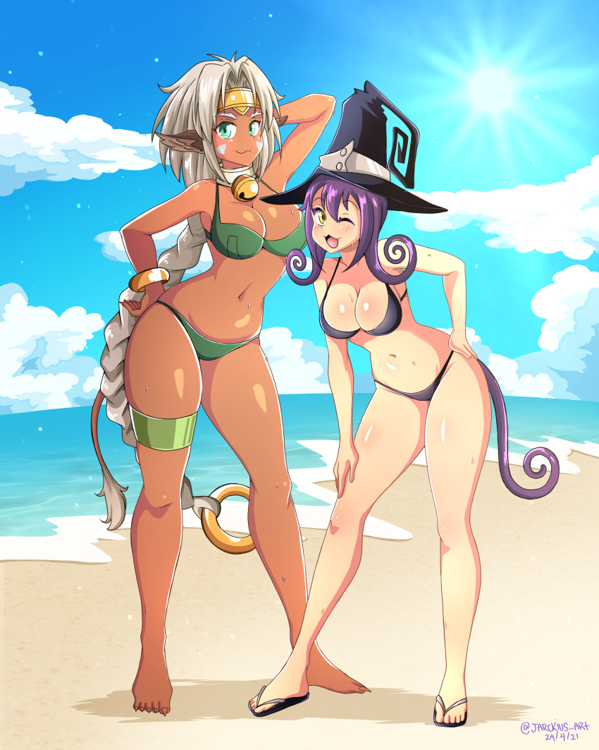 aisha_clanclan animal_ears bikini blair garter nekomimi seihou_bukyou_outlaw_star soul_eater swimsuits tagme tail witch