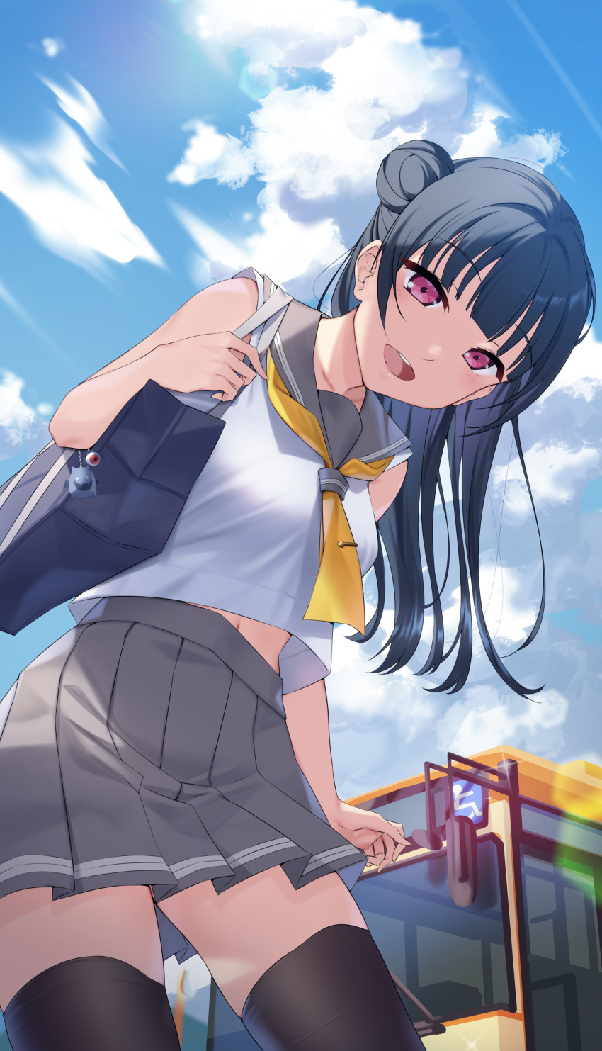 love_live!_sunshine!! seifuku tagme thighhighs tsushima_yoshiko yamaori_(yamaorimon)