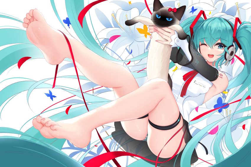 damao_yu hatsune_miku neko pantsu possible_duplicate red_ribbon tagme