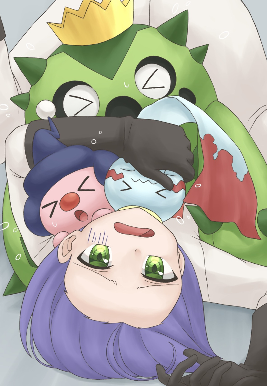 1boy blue_hair cacnea chimecho gen_3_pokemon gen_4_pokemon green_eyes highres james_(pokemon) mime_jr. pokemon team_rocket tsukimiya_0711