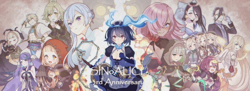 5boys 6+girls abs absurdres ahoge aladdin_(sinoalice) alice_(sinoalice) apron arabian_clothes armor asymmetrical_gloves bangs bare_pectorals black_hair blonde_hair blue_eyes blue_hair blunt_bangs blush bob_cut braid breastplate breasts briar_rose_(sinoalice) brown_hair butler cage cape choker cinderella_(sinoalice) cleavage cleavage_cutout closed_eyes closed_mouth clothing_cutout cravat cropped_jacket dark-skinned_female dark_skin doll dorothy_(sinoalice) double_bun dress earrings elbow_gloves energy_wings everyone fins flower food formal fringe_trim frown glasses gloves gold green_eyes green_hair gretel_(sinoalice) grin hair_bun hair_flower hair_ornament hair_over_one_eye hair_ribbon hameln_(sinoalice) hansel_(sinoalice) happy headdress highres holding holding_doll hood hood_up jewelry kaguya_hime_(sinoalice) little_red_riding_hood_(sinoalice) looking_at_viewer multicolored_hair multiple_boys multiple_girls necktie ningyo_hime_(sinoalice) nutcracker nutcracker_(sinoalice) orange_eyes otoko_no_ko pectorals petticoat pie pink_hair pinocchio_(sinoalice) plant puffy_short_sleeves puffy_sleeves purple_eyes purple_hair rapunzel_(sinoalice) red_eyes ribbon scared serious short_hair short_sleeves sidelocks sinoalice sleeping smile snow_white_(sinoalice) suit teeth thorns three_little_pigs_(sinoalice) two-tone_hair vines wavy_hair white_hair yuna726