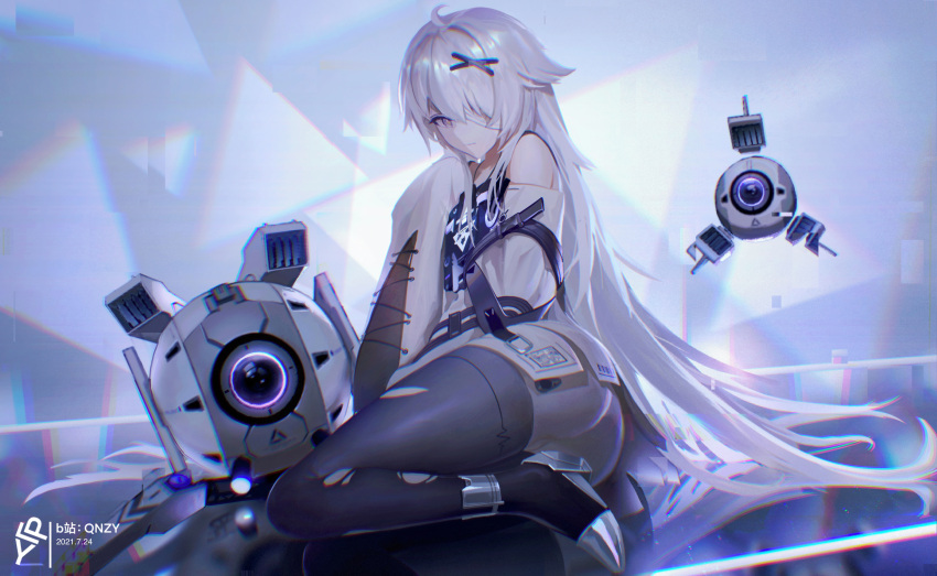 ass gray_hair long_hair punishing:_gray_raven tagme_(character) torn_clothes zhehewofu_huayou_shemeguanx