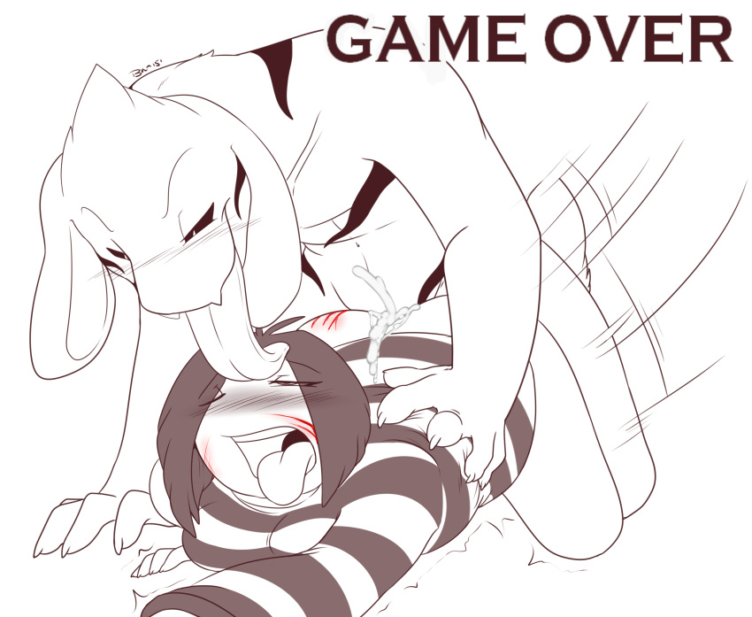 2015 absurd_res ahegao all_fours anthro asriel_dreemurr big_tongue blood blush bodily_fluids boss_monster bottomless bovid bubble_kitten17 caprine clothed clothing cum cum_inside digital_media_(artwork) doggystyle duo english_text female from_behind_position fur game_over gameplay_mechanics genital_fluids hi_res human human_on_anthro interspecies licking long_tongue looking_pleasured male male/female mammal nude protagonist_(undertale) rough_sex scratches sex stripes text tongue tongue_out undertale video_games white_body white_fur