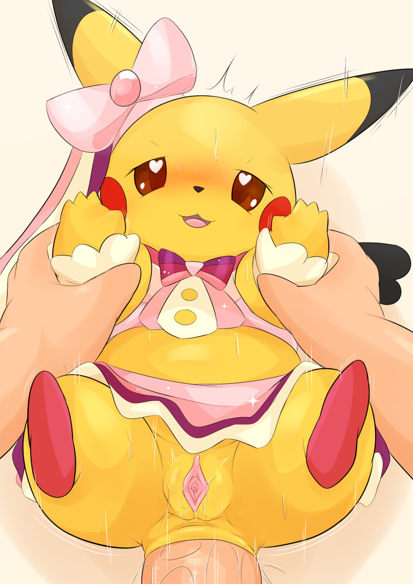 &lt;3 &lt;3_eyes absurd_res anal anal_penetration bedroom_eyes bestiality blush bodily_fluids bow_tie clothed clothing cosplay_pikachu_(costume) duo female female_on_human feral feral_penetrated fleshlight_position genital_fluids genitals happy hi_res human human_on_feral human_penetrating human_penetrating_feral interspecies male male/female male_on_feral mammal mouse murid murine narrowed_eyes nintendo partially_clothed penetration penis pikachu pikachu_pop_star pok&eacute;mon pok&eacute;mon_(species) pok&eacute;philia pussy pussy_juice rodent seductive simple_background stretched_anus sweat type video_games white_background