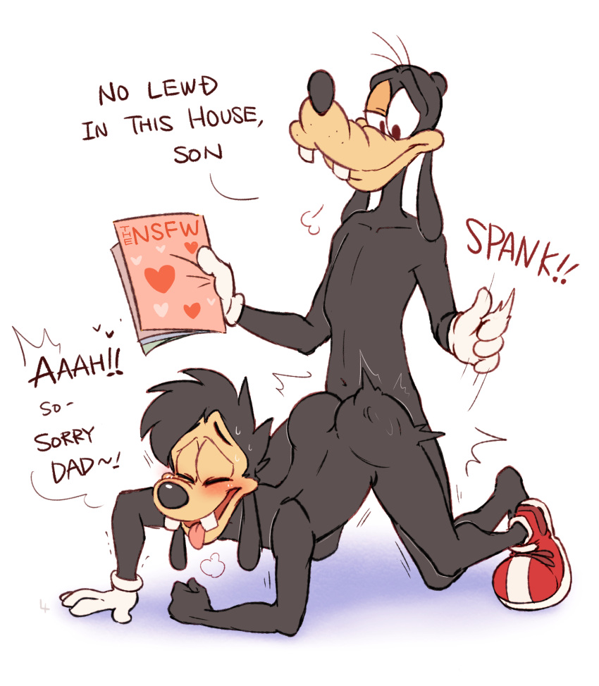 4pcsset anal anal_penetration anthro canid canine canis disney domestic_dog duo father father_and_child father_and_son goof_troop goofy_(disney) hi_res incest_(lore) male male/male mammal max_goof parent parent_and_child penetration son spanking