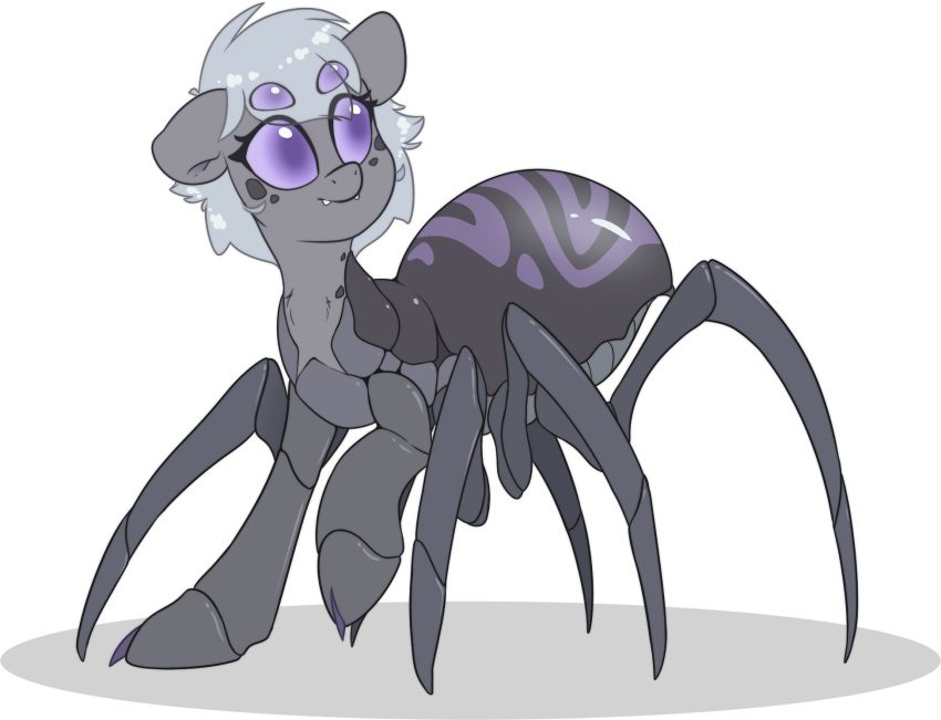 4_eyes 8_legs alpha_channel arachnid arachnid_taur arthropod arthropod_taur fangs fluffyxai grey_hair hair hasbro hi_res hybrid looking_up multi_eye my_little_pony purple_eyes solo spider spider_taur spiderpony taur