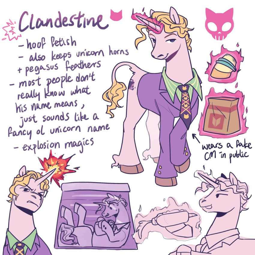 alternate_species blonde_hair bracelet carrot clothed clothed_feral clothing cloven_hooves cutie_mark disembodied_hoof equid equine feral feralized food fur furrification hair hasbro hi_res hooves horn horse jewelry jojo's_bizarre_adventure magic magic_user male mammal my_little_pony necktie pink_body pink_fur plant ponification pony regularcitrus solo suit tail tail_tuft tuft unicorn unicorn_horn vegetable yoshikage_kira