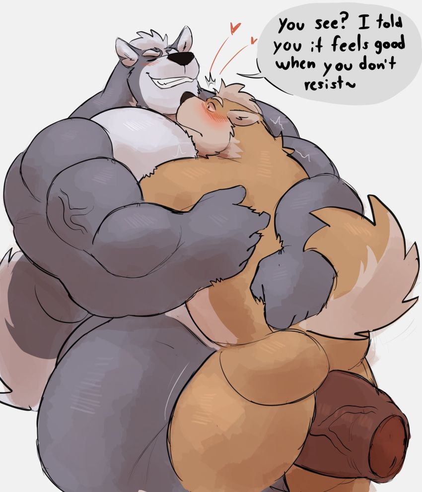 &lt;3 anthro big_muscles big_penis blush blush_lines canid canine canis duo embrace erection foreskin fox fox_mccloud genitals hi_res hug huge_muscles huge_penis male male/male mammal muscular nintendo nude nude_male penis speech_bubble star_fox text vein veiny_muscles veiny_penis vitashi wolf wolf_o'donnell