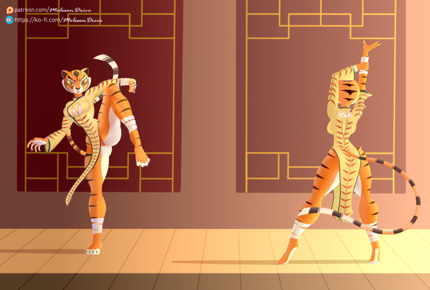 anthro asian_clothing chinese_clothing chinese_dress clothing dreamworks dress east_asian_clothing felid female furry hi_res invalid_tag kung_fu_panda mammal master_tigress molesondrive pantherine solo tiger