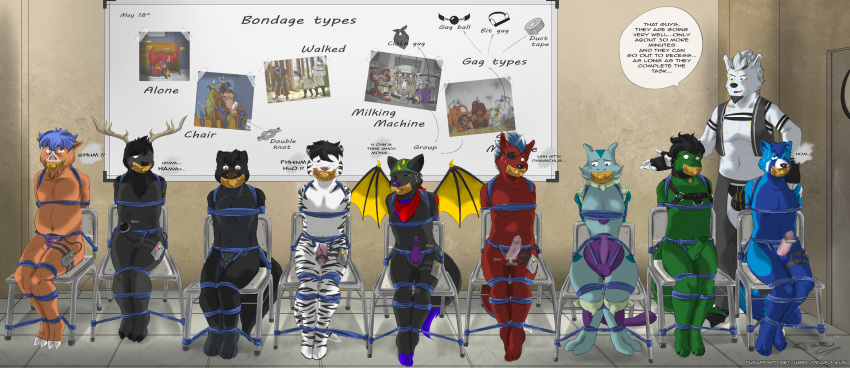 absurd_res ailurid anthro bandanna bdsm boars bodily_fluids bondage bottomwear bound canid canine canis chair chalkboard classroom clothing cum deer drago-kun duct_tape felid footwear fox furniture gag gagged generation_1_pokemon genital_fluids group hi_res hybrid kerchief legendary_pokemon lizard male mammal mewtwo necktie new_world_deer nintendo nude pantherine pants photo pokemon pokemon_(species) professor red_panda reindeer reptile rope scalie school shirt shoes student tape teacher tiger topwear vest wings wolf