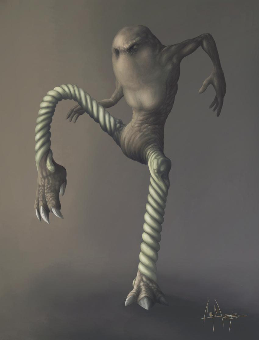 2013 4_toes abs athletic athletic_male brown_body brown_skin caymartworks claws featureless_crotch feet fighting_pose front_view full-length_portrait furrowed_brow generation_1_pokemon glare grey_background grey_claws hi_res hitmonlee humanoid male male_humanoid monster monstrous_humanoid mouthless nintendo noseless not_furry nude on_one_leg pecs plantigrade pokemon pokemon_(species) portrait pose raised_leg realistic simple_background solo standing sunken_eyes tan_sclera toes