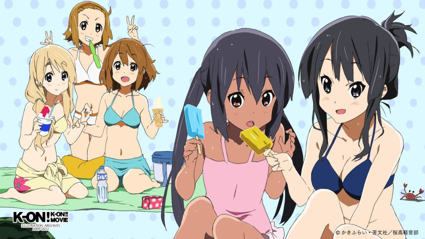 akiyama_mio bikini cleavage hirasawa_yui ishidate_taichi k-on! kotobuki_tsumugi nakano_azusa swimsuits tainaka_ritsu wallpaper wet