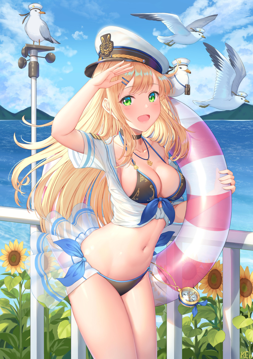 bikini ken-san open_shirt see_through skirt_lift swimsuits uniform