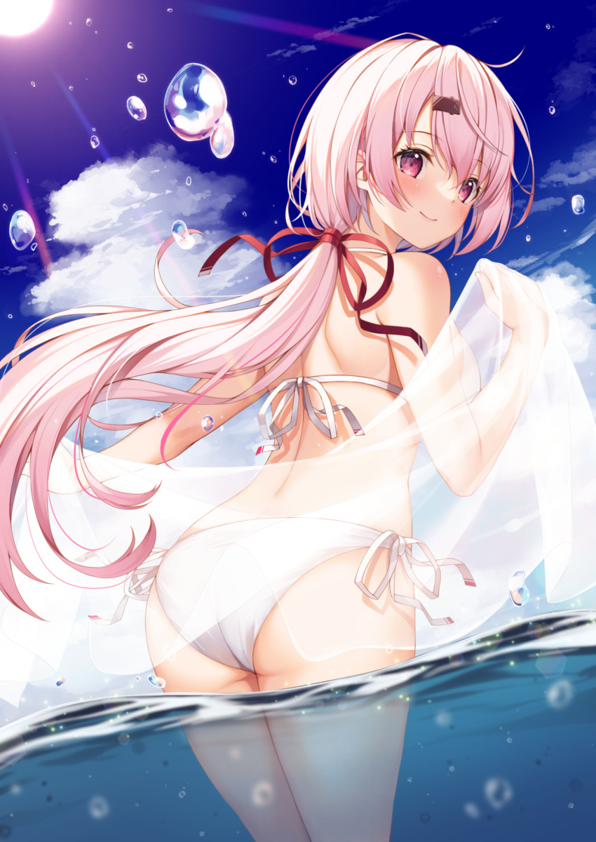 ass bikini nijisanji shiina_yuika swimsuits wet yuuri_nayuta