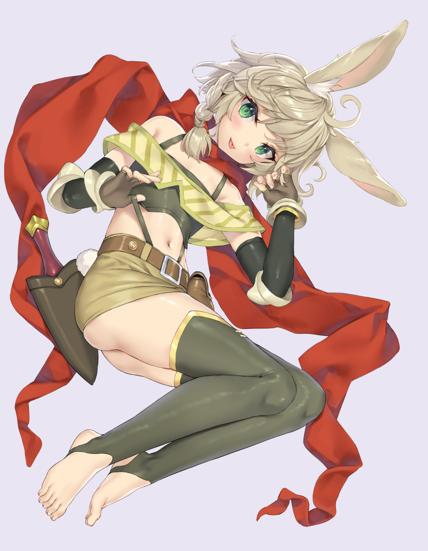 animal_ears ass bunny_ears horn_(isekai_maou_to_shoukan_shoujo_no_dorei_majutsu) isekai_maou_to_shoukan_shoujo_no_dorei_majutsu skirt_lift tagme tail thighhighs tsurusaki_takahiro weapon