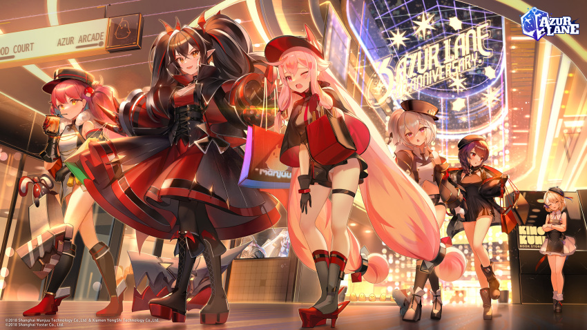 anthropomorphism azur_lane black_hair blonde_hair braids brown_hair drink gray_hair group hat janyhero logo long_hair manjuu_(azur_lane) pink_hair pointed_ears ponytail short_hair twintails wink yellow_eyes z1_leberecht_maass_(azur_lane) z23_(azur_lane) z24_(azur_lane) z25_(azur_lane) z26_(azur_lane) z2_(azur_lane)