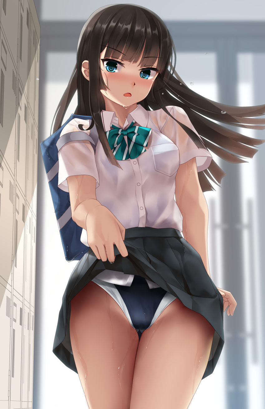 eto see_through seifuku skirt_lift swimsuits tagme wet wet_clothes