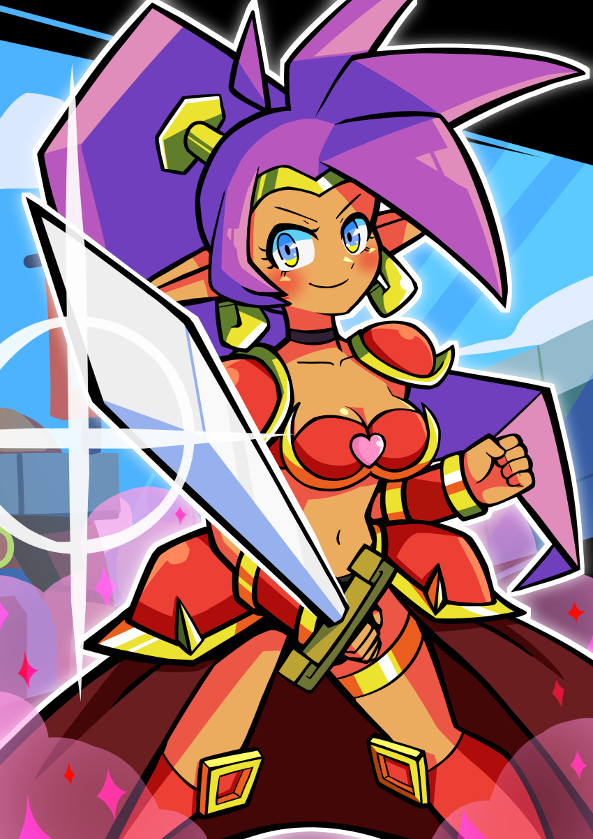 bikini_armor garter pointy_ears shantae shantae_(character) sword tagme