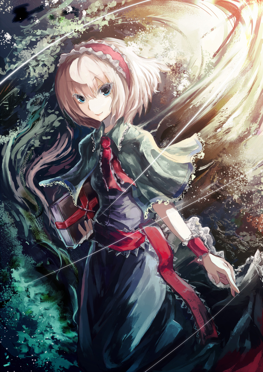 alice_margatroid ayaya blonde_hair blue_eyes book capelet hairband highres short_hair solo touhou