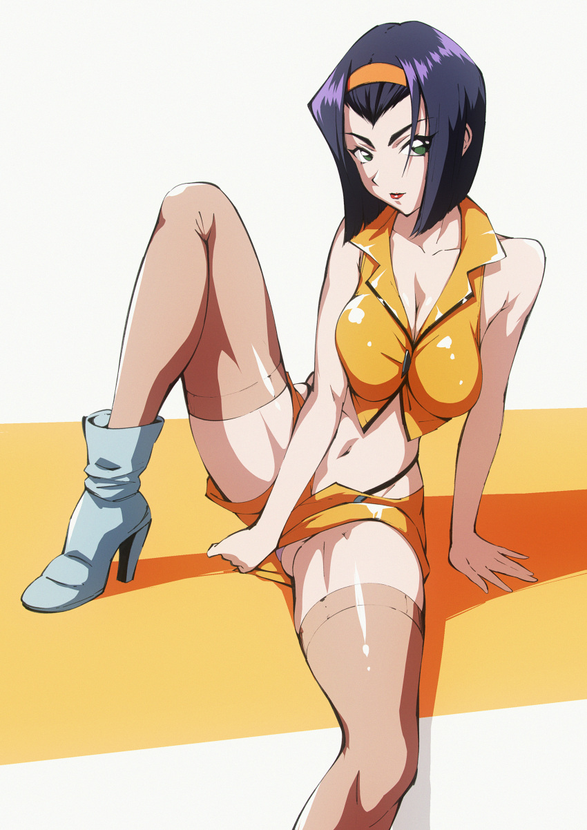 cleavage cowboy_bebop faye_valentine flou heels no_bra pantsu thighhighs