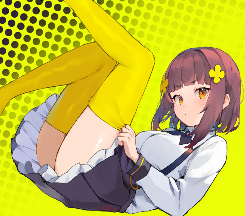 ryou_(ponpgo) seifuku skirt_lift tagme thighhighs undressing