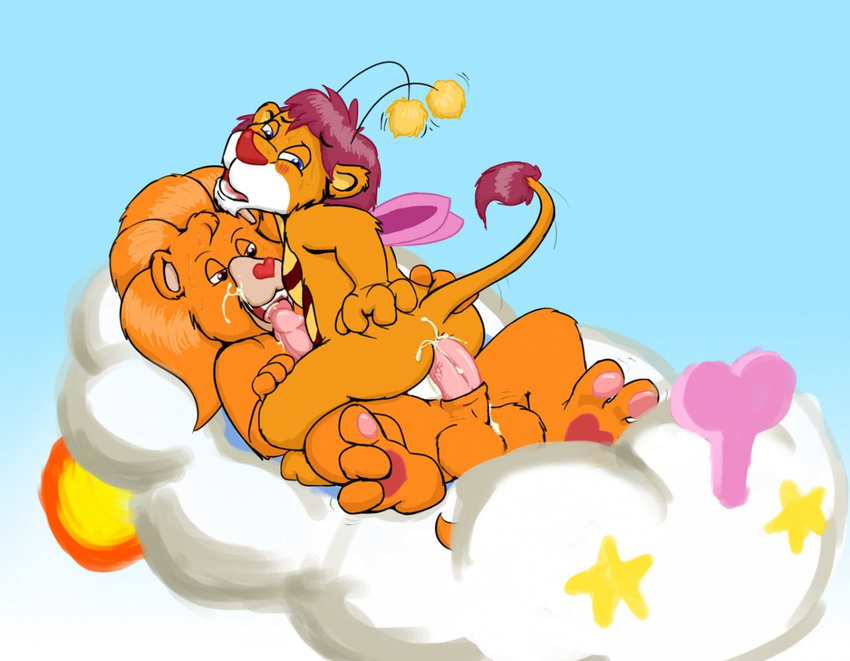 brave_heart_lion bumblelion care_bear_cousins care_bears cloud couple cum cum_in_ass cum_inside gay glenn hair male nude penis pink_hair sucking wuzzles