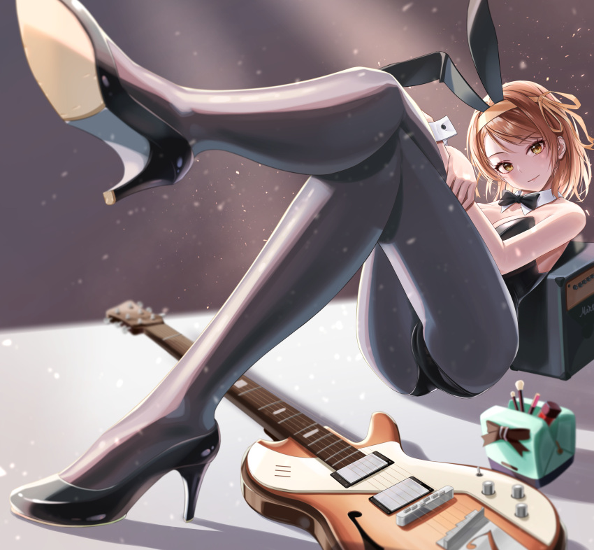 animal_ears bunny_ears bunny_girl cameltoe guitar hear_(kpmf4732) heels no_bra pantyhose